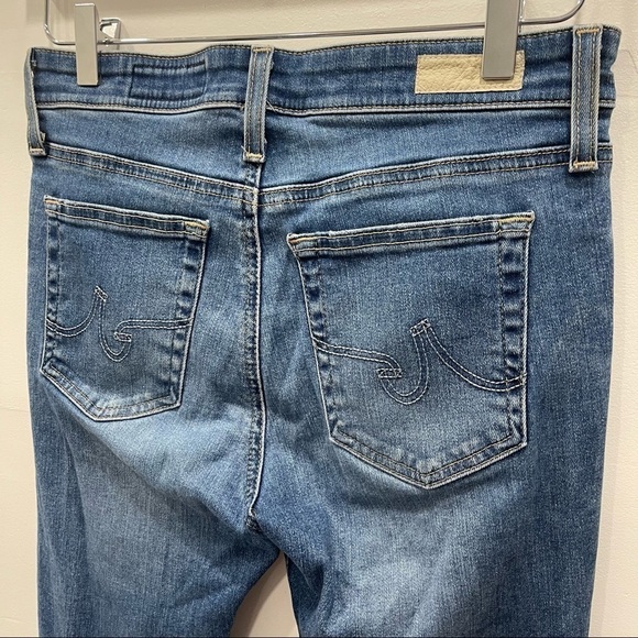 AG The Farrah Skinny Ankle High-Rise Jeans Blown Out Knee Raw Hem Size 28R - Picture 6 of 10